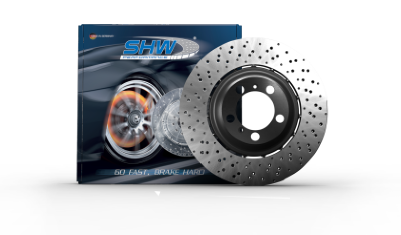 Porsche 718 Cayman GT4 RS Brake Rotor (1) - Left Rear - SHW Performance - Cross-Drilled Lightweight - `22-`25